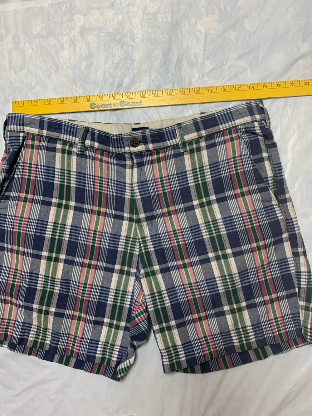 J Crew 7” Plaid 100% Cotton Shorts Preppy Size 38